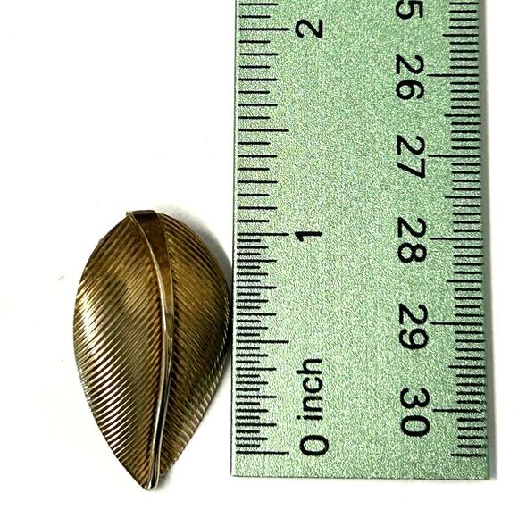 Vintage 1950's Napier Sterling Silver Gold Vermeil Leaf Clip On Earrings RARE - Picture 7 of 7